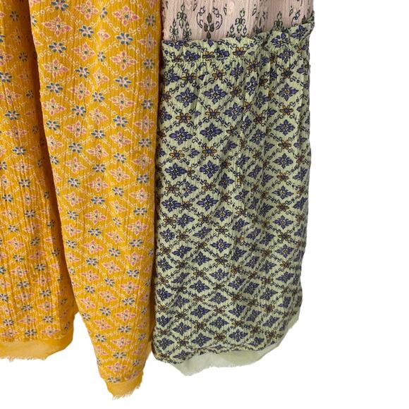 Free People Across The Sea Strapless Yellow Patchwork Tunic Mini Dress medium - Picture 5 of 9